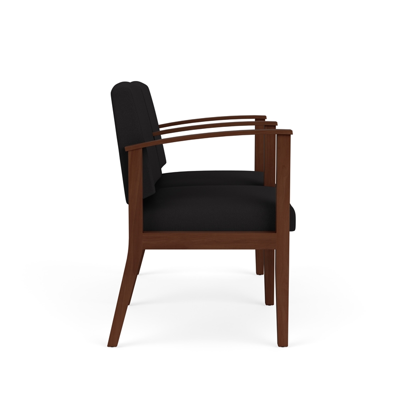 Amherst Wood Reception Waiting 2 Seat Tandem Seating / Walnut Wood / Black