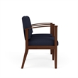 Amherst Wood Reception Waiting 2 Seat Tandem Seating / Walnut Wood / Navy Blue
