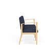 Amherst Wood Reception Waiting Room 3-Seat Chair / Natural Wood / Blue