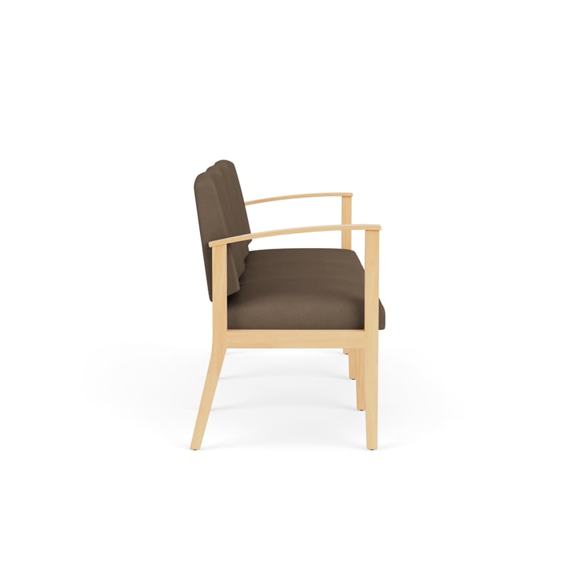 Amherst Wood Reception Waiting Room 3-Seat Chair / Natural Wood / Brown