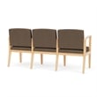 Amherst Wood Reception Waiting Room 3-Seat Chair / Natural Wood / Brown