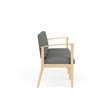 Amherst Wood Reception Waiting 3-Seat Chair / Natural Wood / Light Gray