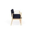 Amherst Wood Reception Waiting 3-Seat Chair / Natural Wood / Navy Blue