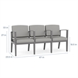 Amherst Wood Reception Waiting 3 Seat Tandem Seating / Walnut Wood / Blue