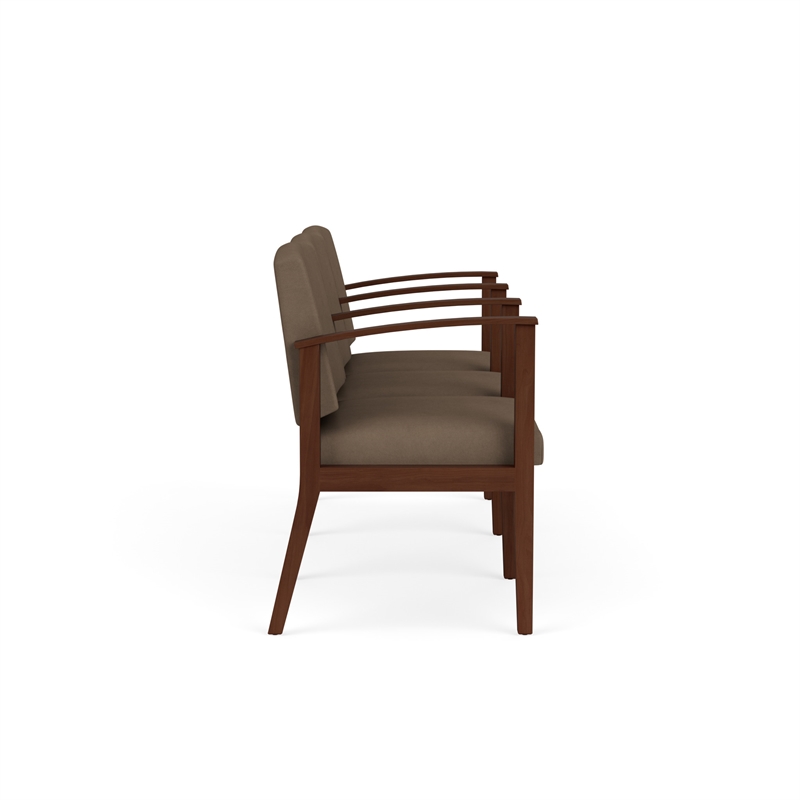 Amherst Wood Reception Waiting 3 Seat Tandem Seating / Walnut Wood / Brown