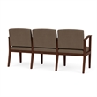Amherst Wood Reception Waiting 3 Seat Tandem Seating / Walnut Wood / Brown