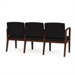 Amherst Wood Reception Waiting 3 Seat Tandem Seating / Walnut Wood / Black