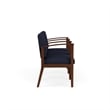 Amherst Wood Reception Waiting 3 Seat Tandem Seating / Walnut Wood / Navy Blue