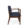 Amherst Wood Reception Waiting Room Healthcare 2-Seat Chair / Walnut Wood / Blue