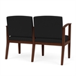Amherst Wood Reception Waiting Room 2-Seat Chair / Walnut Wood / Black
