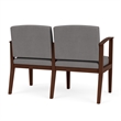 Amherst Wood Reception Waiting 2-Seat Chair / Walnut Wood / Light Gray