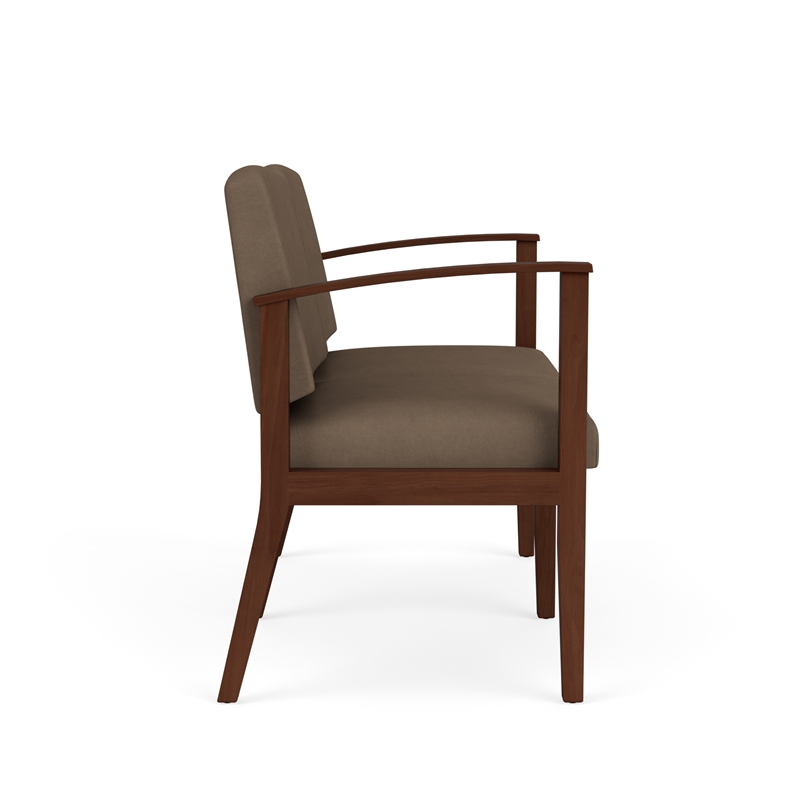 Amherst Wood Reception Waiting Room 2-Seat Chair / Walnut Wood / Brown