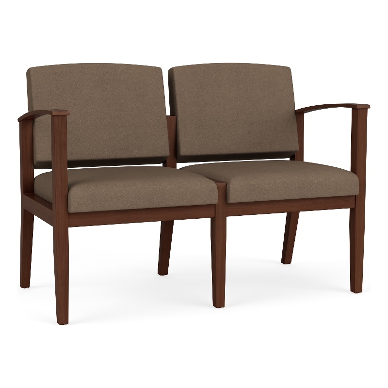 Amherst Wood Reception Waiting Room 2-Seat Chair / Walnut Wood / Brown