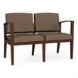 Amherst Wood Reception Waiting Room 2-Seat Chair / Walnut Wood / Brown