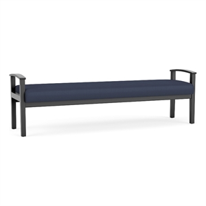 Amherst Wood Reception Waiting Room 19&quot 3 Seat Bench / Black Wood / Blue