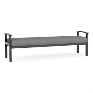 Amherst Wood Reception Waiting 19&quot 3 Seat Bench / Black Wood / Light Gray