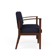 Amherst Wood Reception Waiting Room 2-Seat Chair / Walnut Wood / Navy Blue