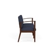 Amherst Wood Reception Waiting Room Healthcare 3-Seat Chair / Walnut Wood / Blue