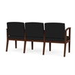 Amherst Wood Reception Waiting Room 3-Seat Chair / Walnut Wood / Black