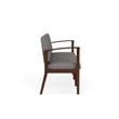 Amherst Wood Reception Waiting 3-Seat Chair / Walnut Wood / Light Gray
