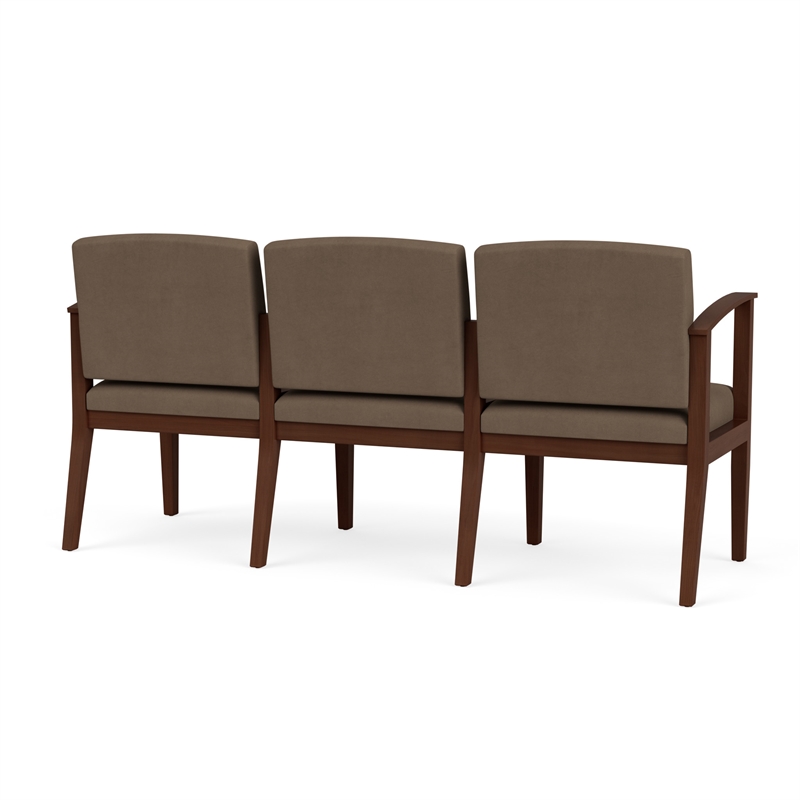 Amherst Wood Reception Waiting Room 3-Seat Chair / Walnut Wood / Brown
