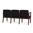Amherst Wood Reception Waiting Room 3-Seat Chair / Walnut Wood / Black