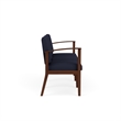 Amherst Wood Reception Waiting Room 3-Seat Chair / Walnut Wood / Navy Blue