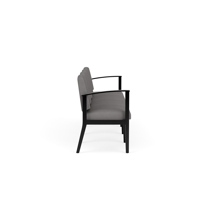 Amherst Wood Reception Waiting Room 4-Seat Chair / Black Wood / Light Gray
