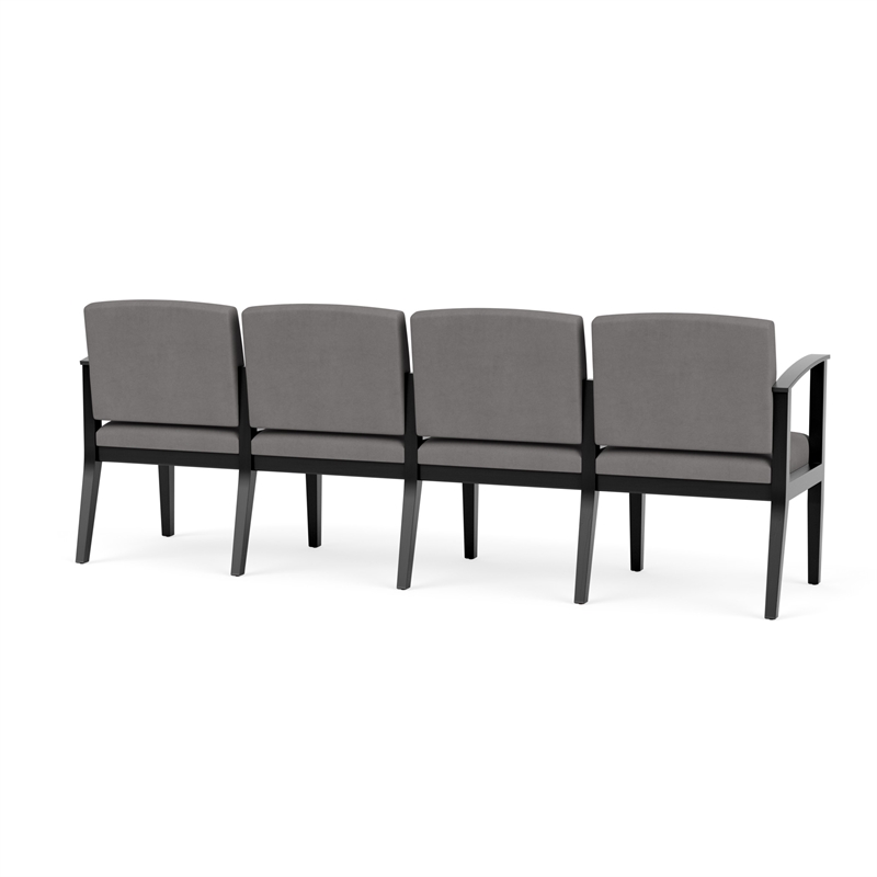 Amherst Wood Reception Waiting Room 4-Seat Chair / Black Wood / Light Gray