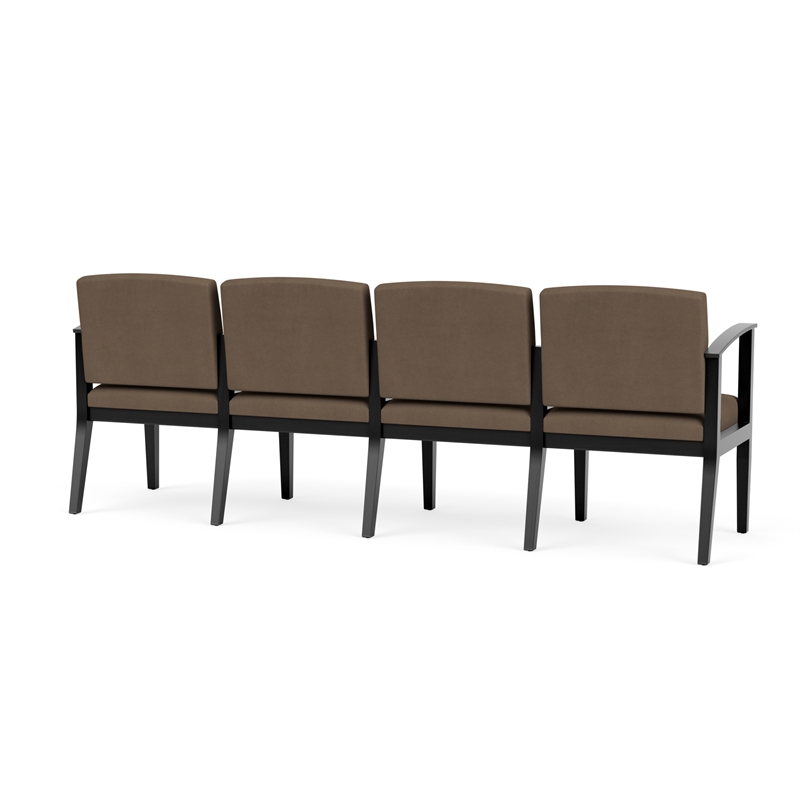 Amherst Wood Reception Waiting Room Healthcare 4-Seat Chair / Black Wood / Brown