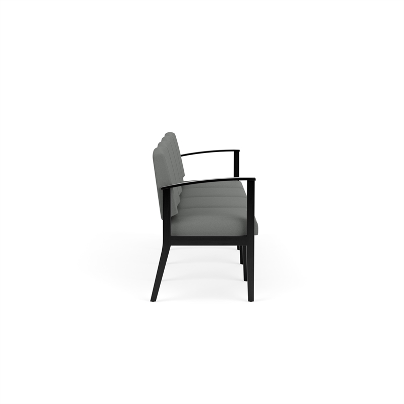 Amherst Wood Reception Waiting Room 4-Seat Chair / Black Wood / Light Gray