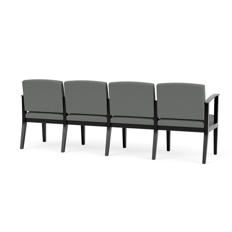 Amherst Wood Reception Waiting Room 4-Seat Chair / Black Wood / Light Gray