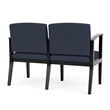 Amherst Wood Reception Waiting 2 Seat Tandem Seating / Black Wood / Blue