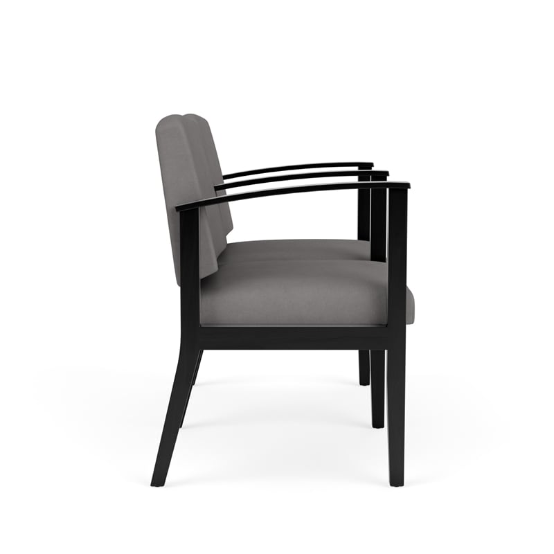 Amherst Wood Reception Waiting 2 Seat Tandem Seating / Black Wood / Light Gray