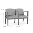 Amherst Wood Reception Waiting 2 Seat Tandem Seating / Black Wood / Light Gray