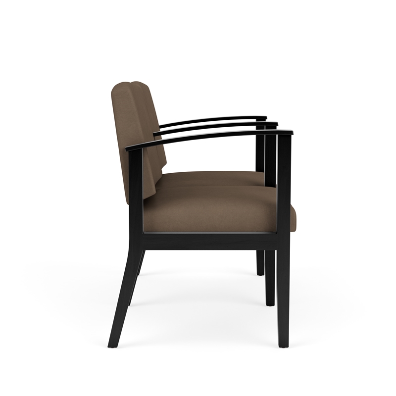 Amherst Wood Reception Waiting 2 Seat Tandem Seating / Black Wood / Brown