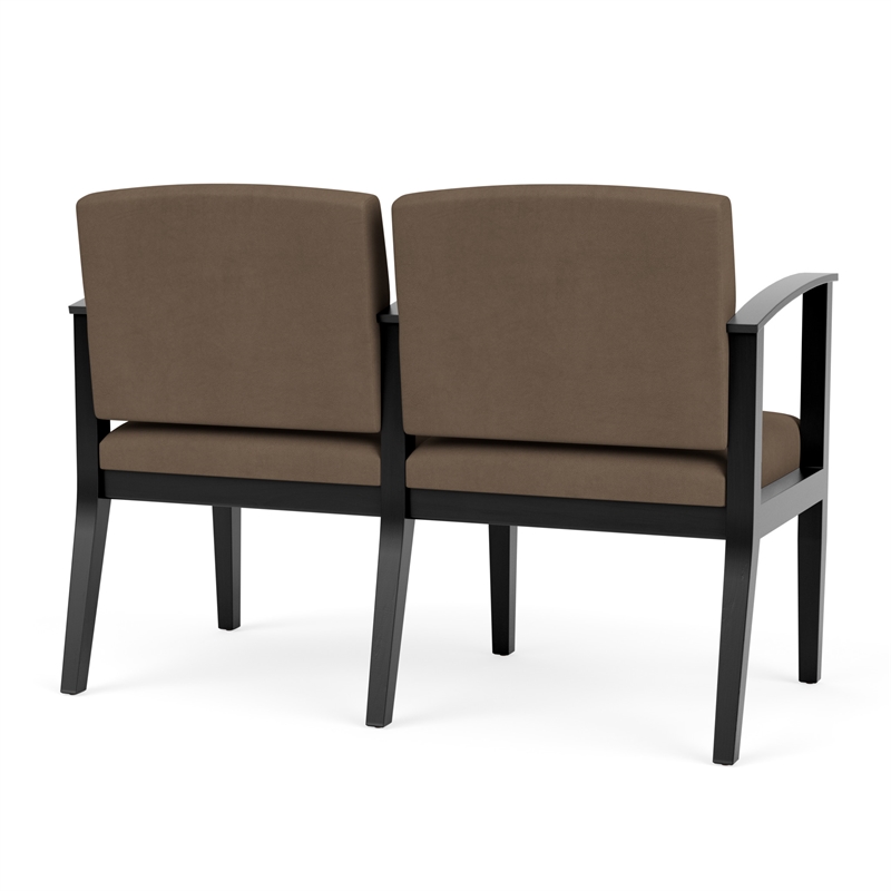 Amherst Wood Reception Waiting 2 Seat Tandem Seating / Black Wood / Brown