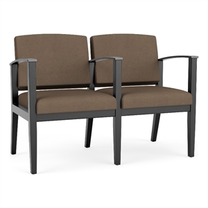 Amherst Wood Reception Waiting 2 Seat Tandem Seating / Black Wood / Brown