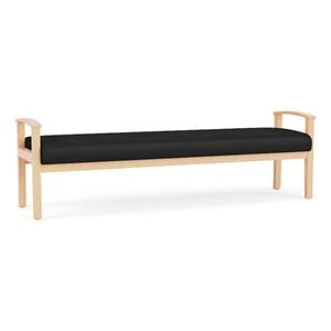 Amherst Wood Reception Waiting 19&quot 3 Seat Bench / Natural Wood / Black