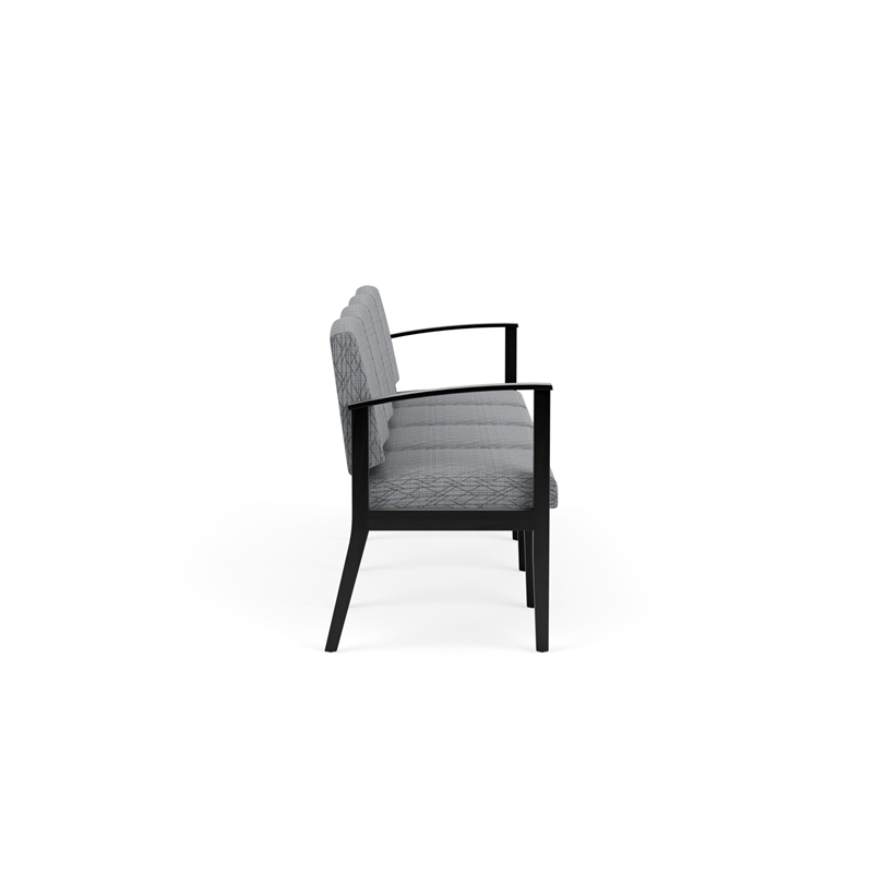 Amherst Wood Reception Waiting Room Healthcare 4-Seat Chair / Black Wood / Gray