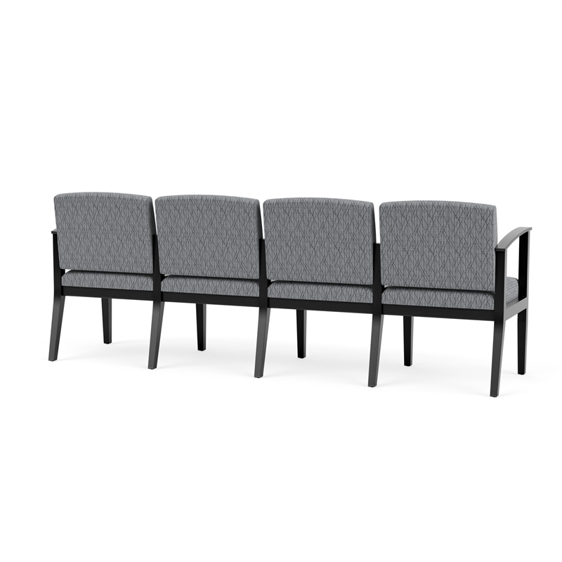 Amherst Wood Reception Waiting Room Healthcare 4-Seat Chair / Black Wood / Gray