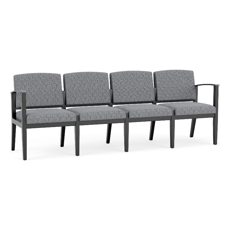Amherst Wood Reception Waiting Room Healthcare 4-Seat Chair / Black Wood / Gray