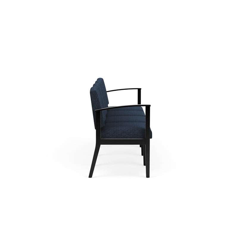 Amherst Wood Reception Waiting Room Healthcare 4-Seat Chair / Black Wood / Blue