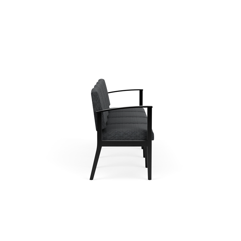 Amherst Wood Reception Waiting Room 4-Seat Chair / Black Wood / Dark Gray