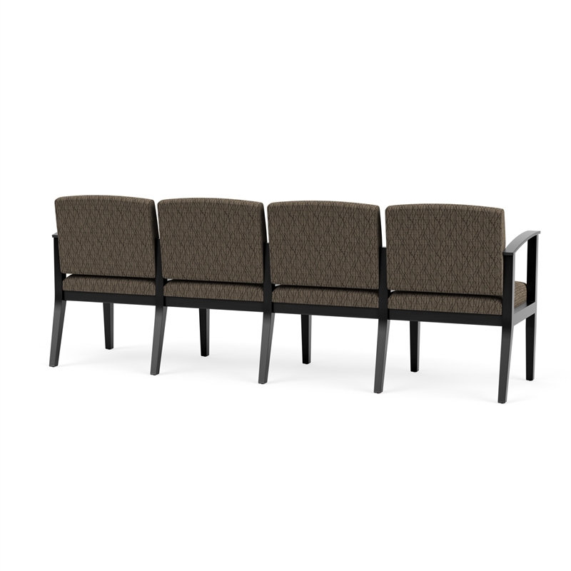Amherst Wood Reception Waiting Room Healthcare 4-Seat Chair / Black Wood / Brown