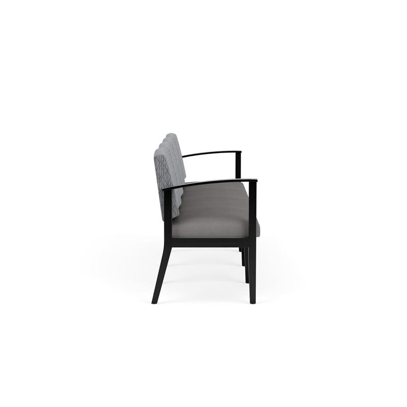 Amherst Wood Reception Waiting 4-Seat Chair / Black Wood / Gray / Gray