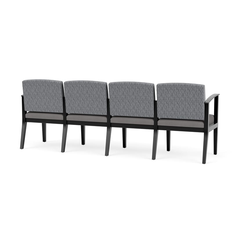 Amherst Wood Reception Waiting 4-Seat Chair / Black Wood / Gray / Gray