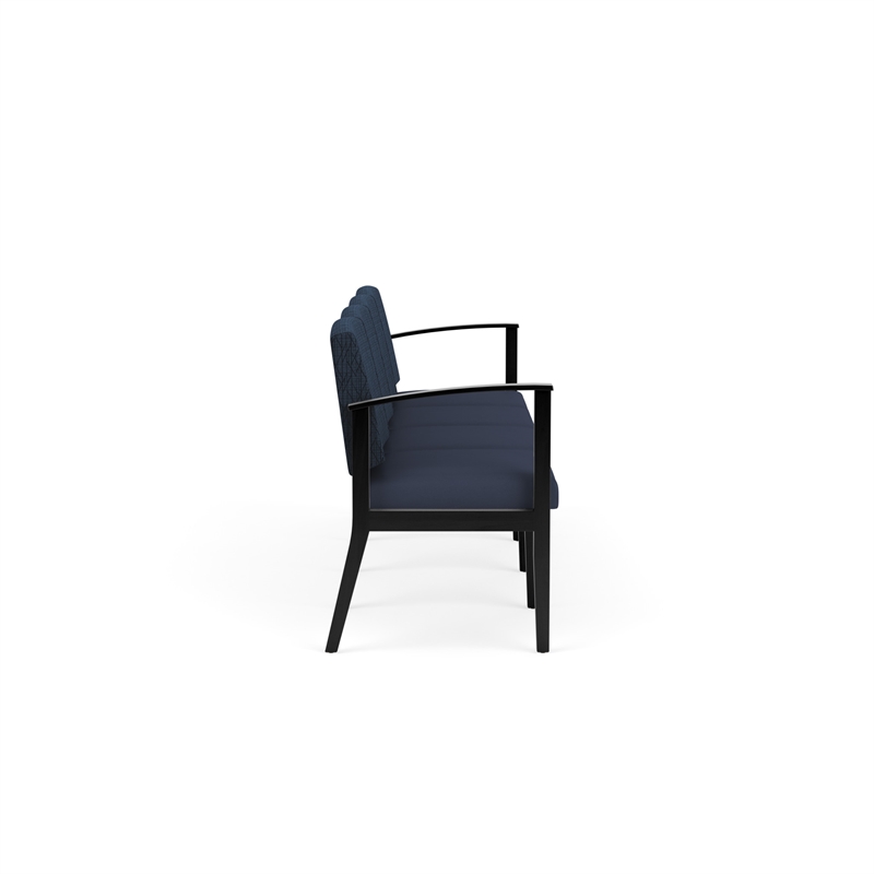Amherst Wood Reception Waiting 4-Seat Chair / Black Wood / Blue / Blue