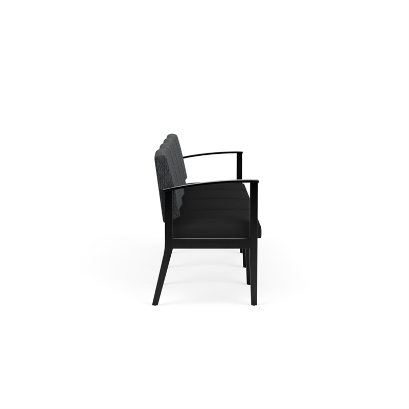Amherst Wood Reception Waiting 4-Seat Chair / Black Wood / Dark Gray / Black