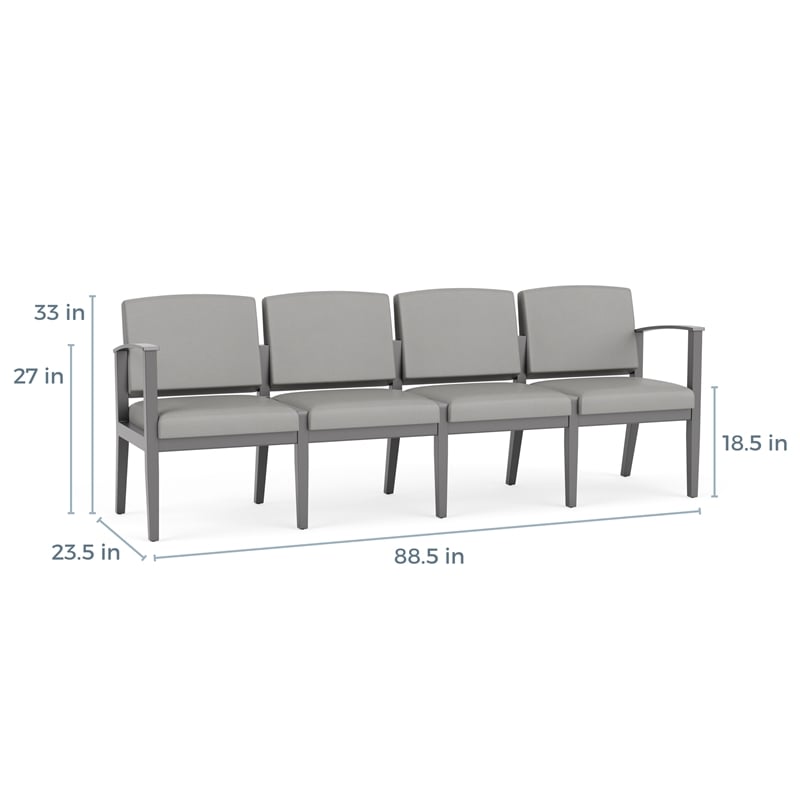 Amherst Wood Reception Waiting 4-Seat Chair / Black Wood / Dark Gray / Black
